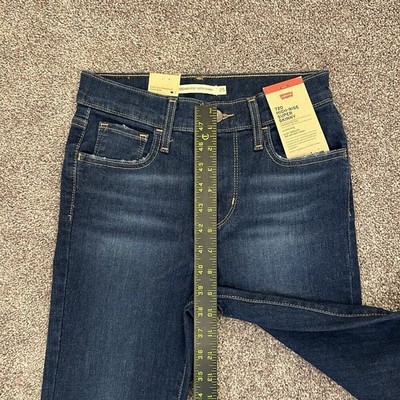 Levi's 720 Womens Super Skinny Jeans Size 0 Med / W25 L30 Blue High Rise NWT $69 - Picture 11 of 16